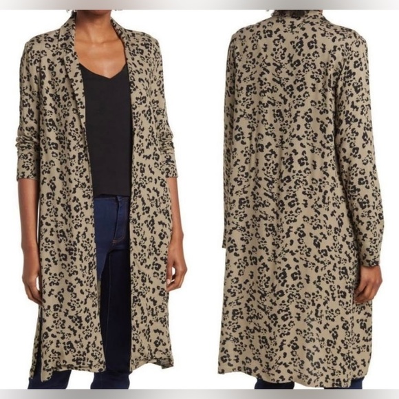 Premise|Olive Animal Print, Leopard Print Long Kimono Blazer, Size XS•••NWT - Picture 1 of 14